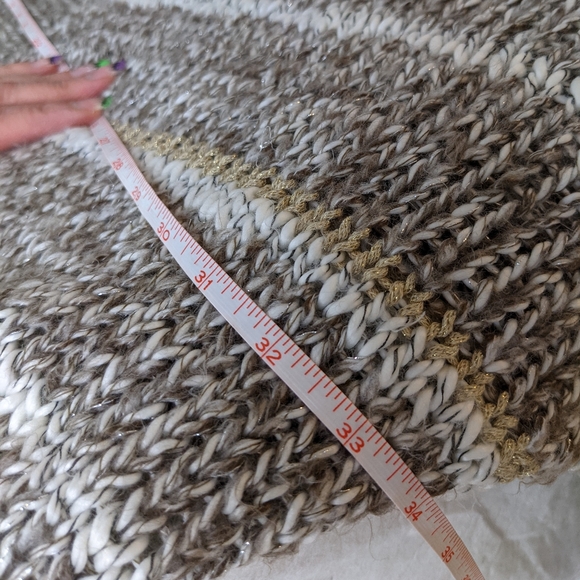 Billabong EUC cardigan sweater Designer's Closet large metallic gold brown white - Picture 11 of 16